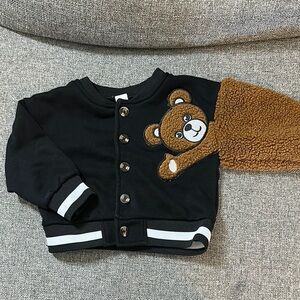 Black Teddy Bear Button-Up Jacket